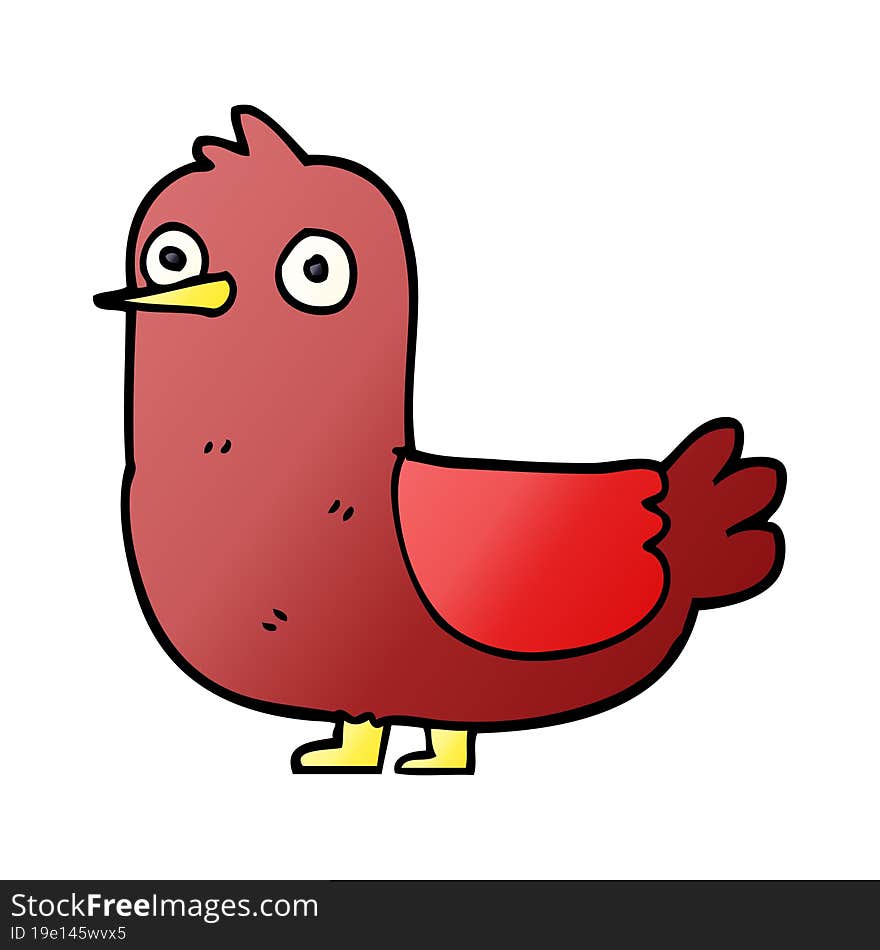 cartoon doodle red bird