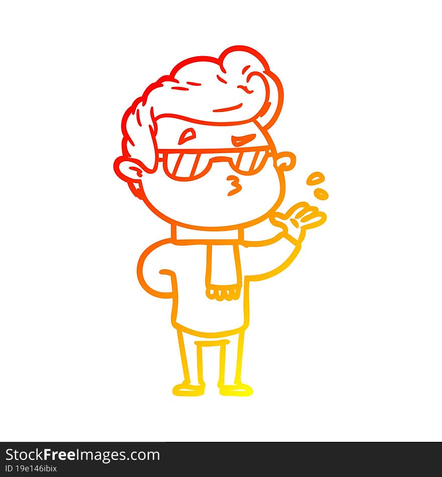 warm gradient line drawing cartoon cool guy