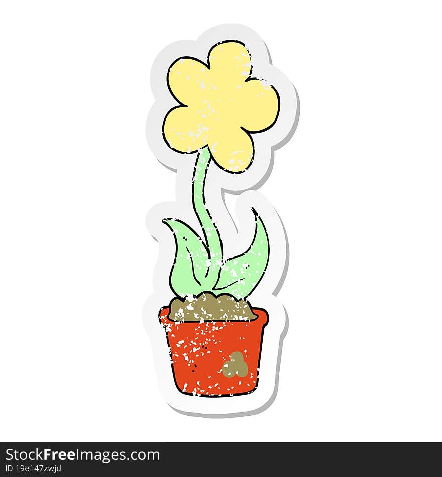 distressed sticker of a cute cartoon flower