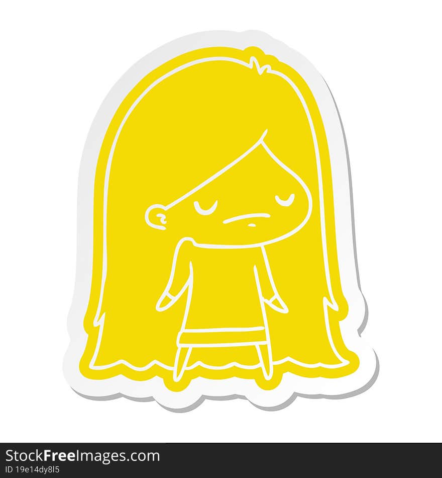 Cartoon Sticker Of A Cute Kawaii Girl