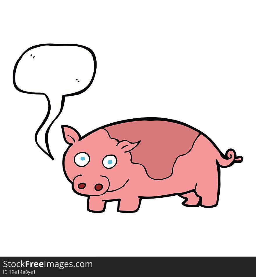 cartoon pig with speech bubble