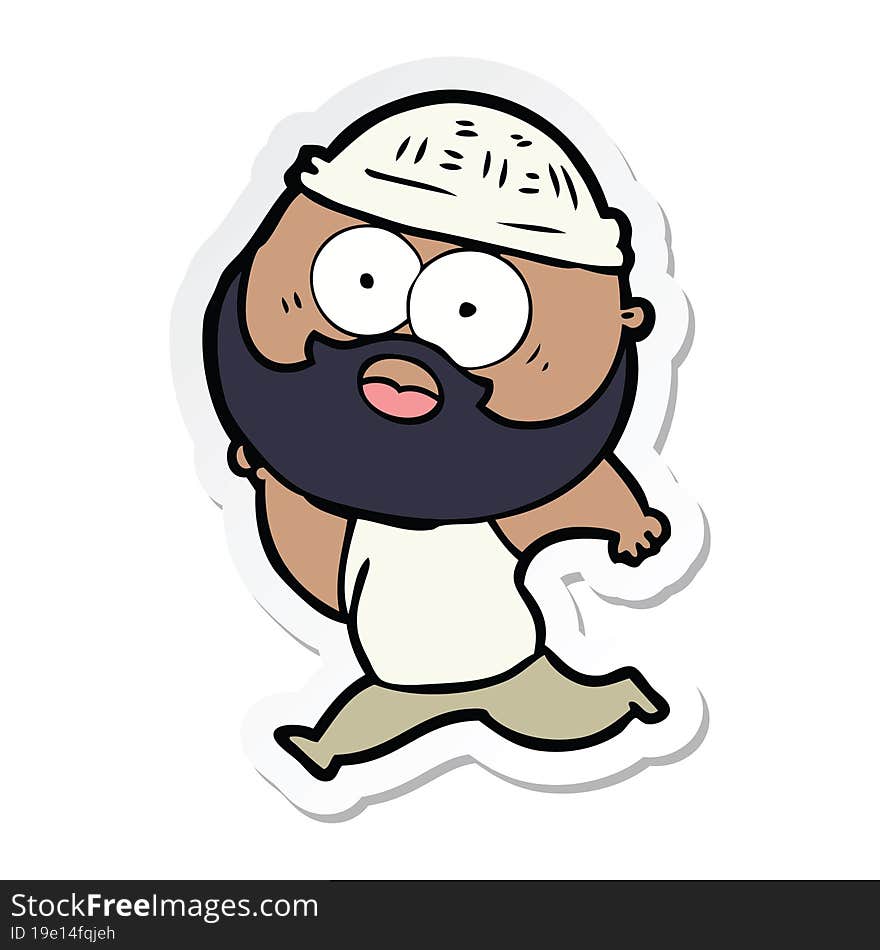 sticker of a cartoon bearded man running