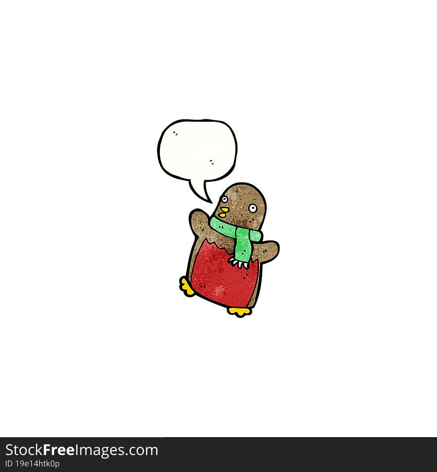 cartoon christmas robin wearing scarf