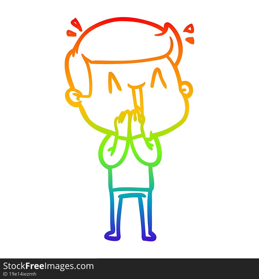 rainbow gradient line drawing cartoon excited man