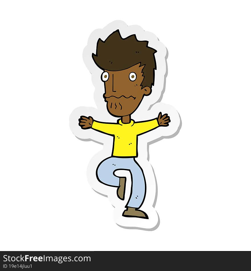 sticker of a cartoon frightened man