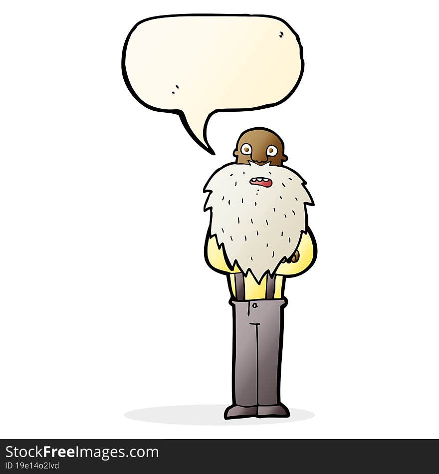 cartoon bearded old man with speech bubble