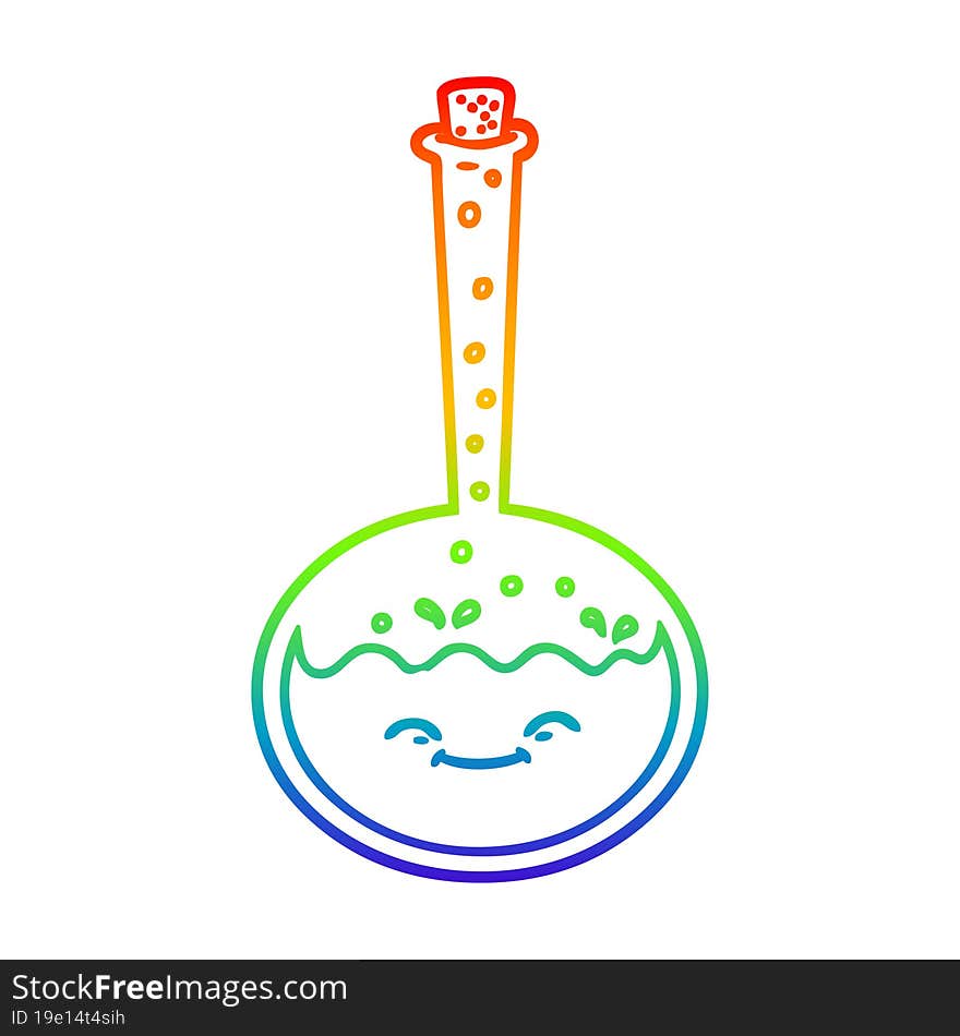 rainbow gradient line drawing cartoon chemical reaction