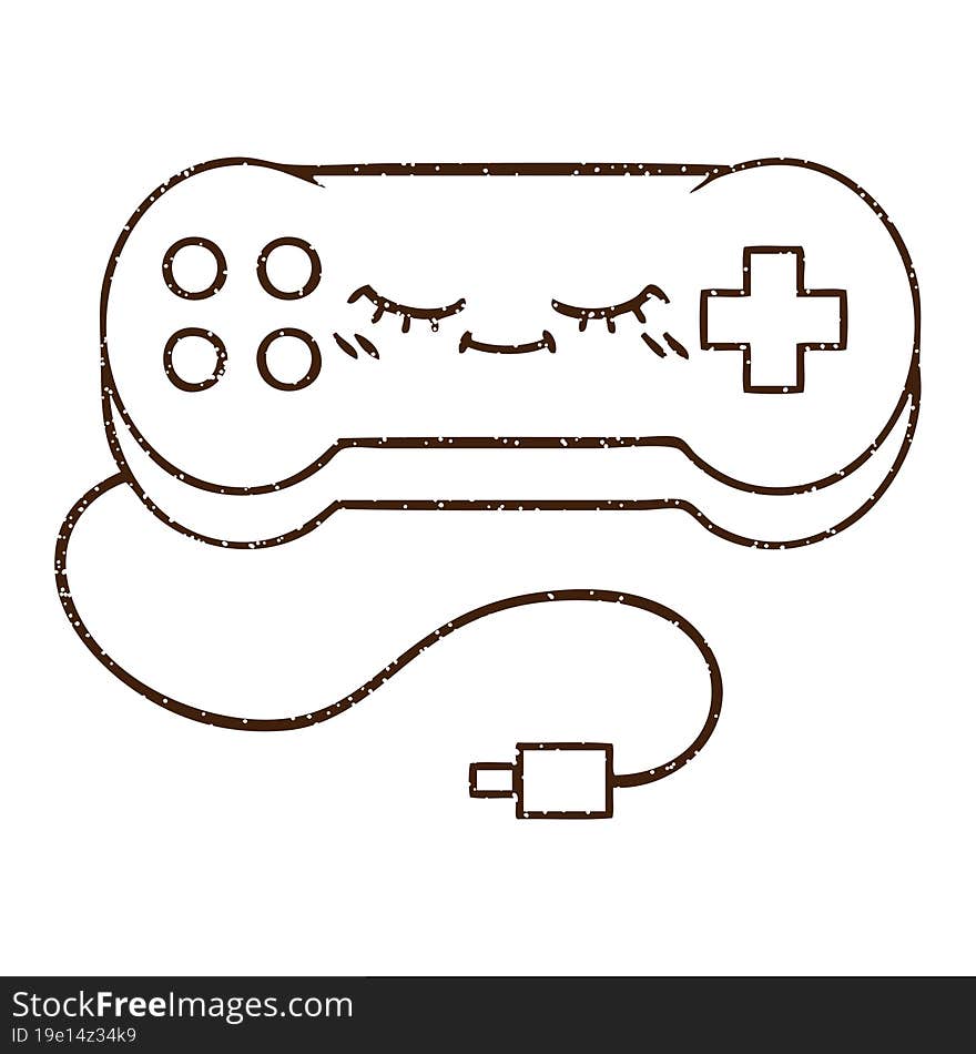 Game Controller Charcoal Drawing