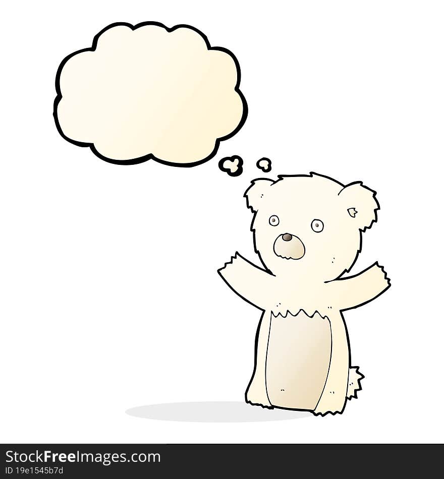 cartoon polar bear cub with thought bubble