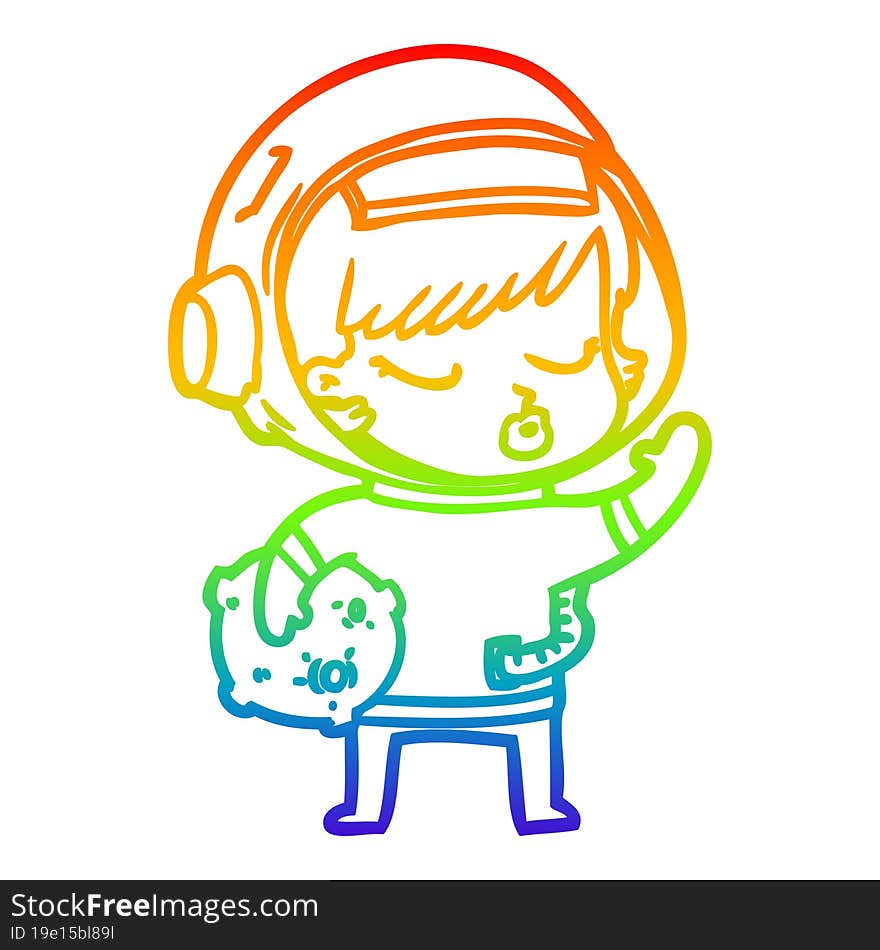 rainbow gradient line drawing cartoon pretty astronaut girl