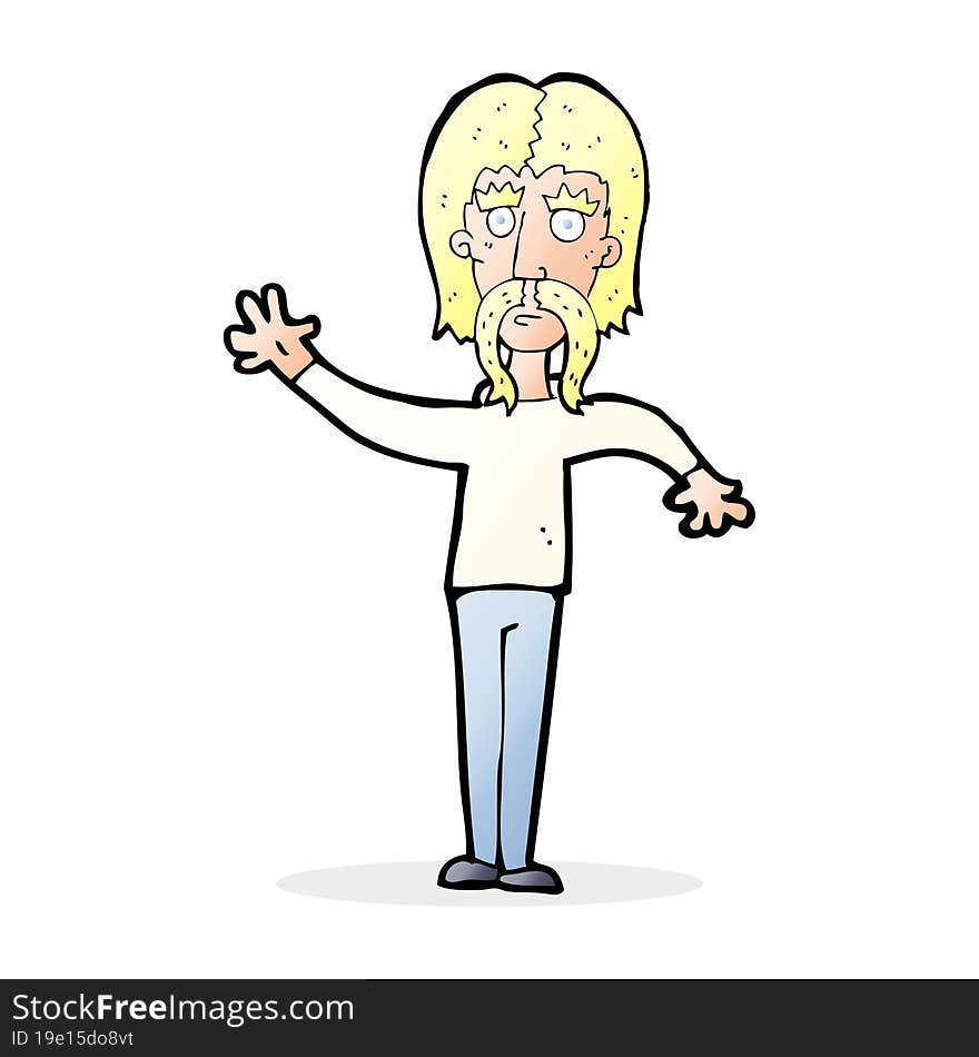 cartoon waving man with mustache