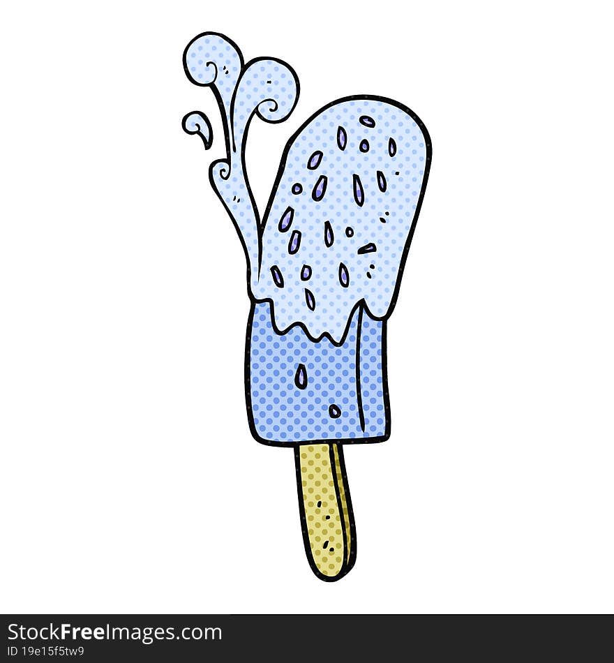 freehand drawn comic book style cartoon ice lolly