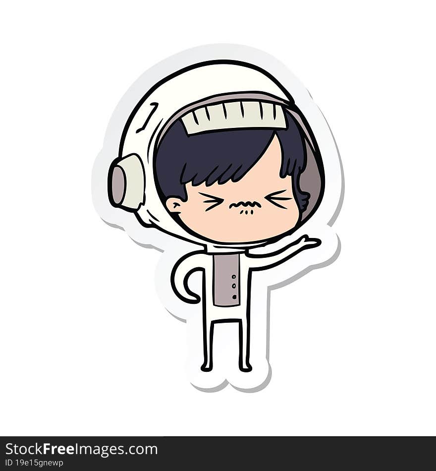 sticker of a angry cartoon space girl