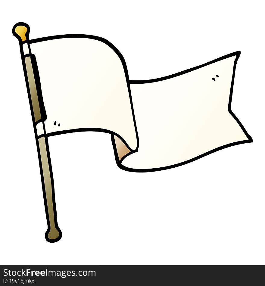 cartoon doodle white flag waving