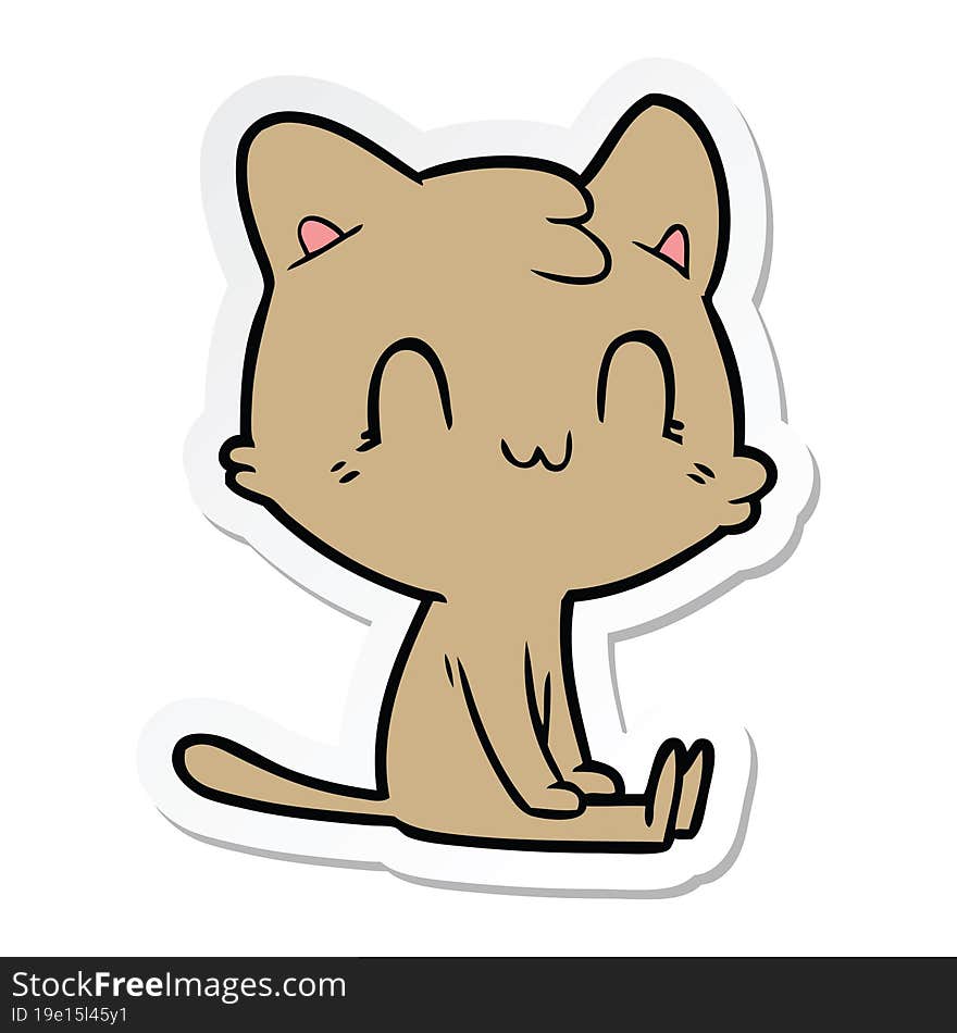 sticker of a cartoon happy cat