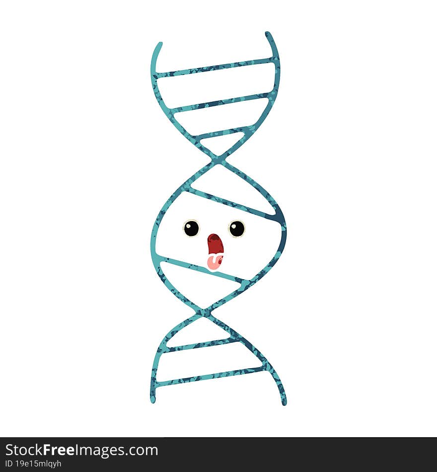 retro illustration style cartoon of a DNA strand