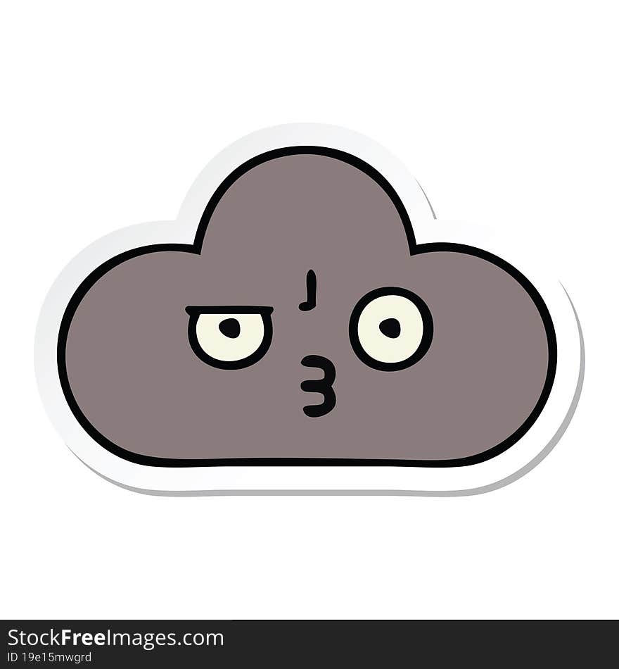 sticker of a cute cartoon storm cloud