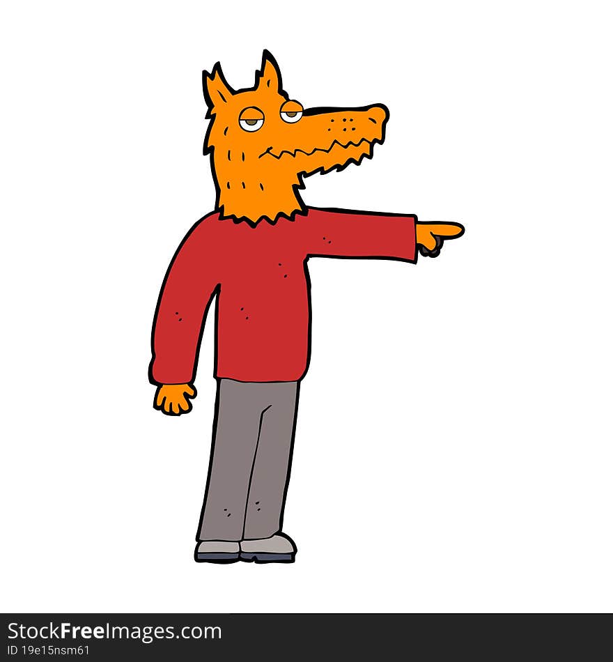 cartoon fox man pointing