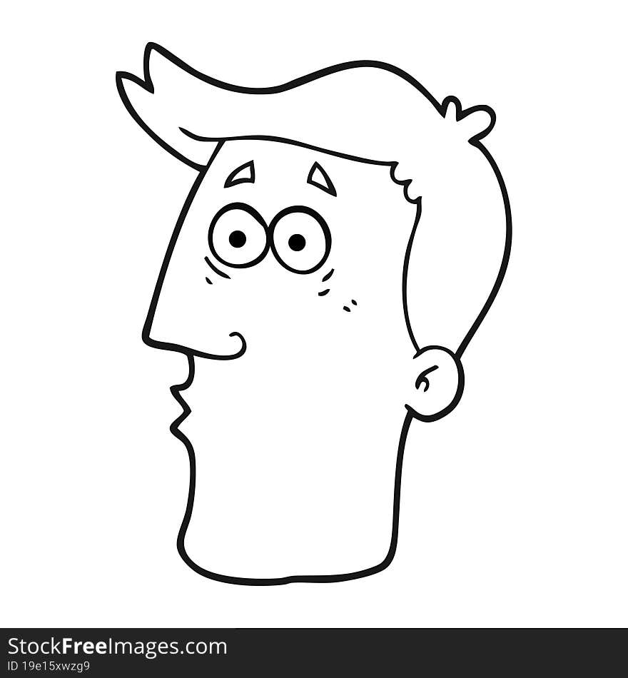 Black And White Cartoon Male Face