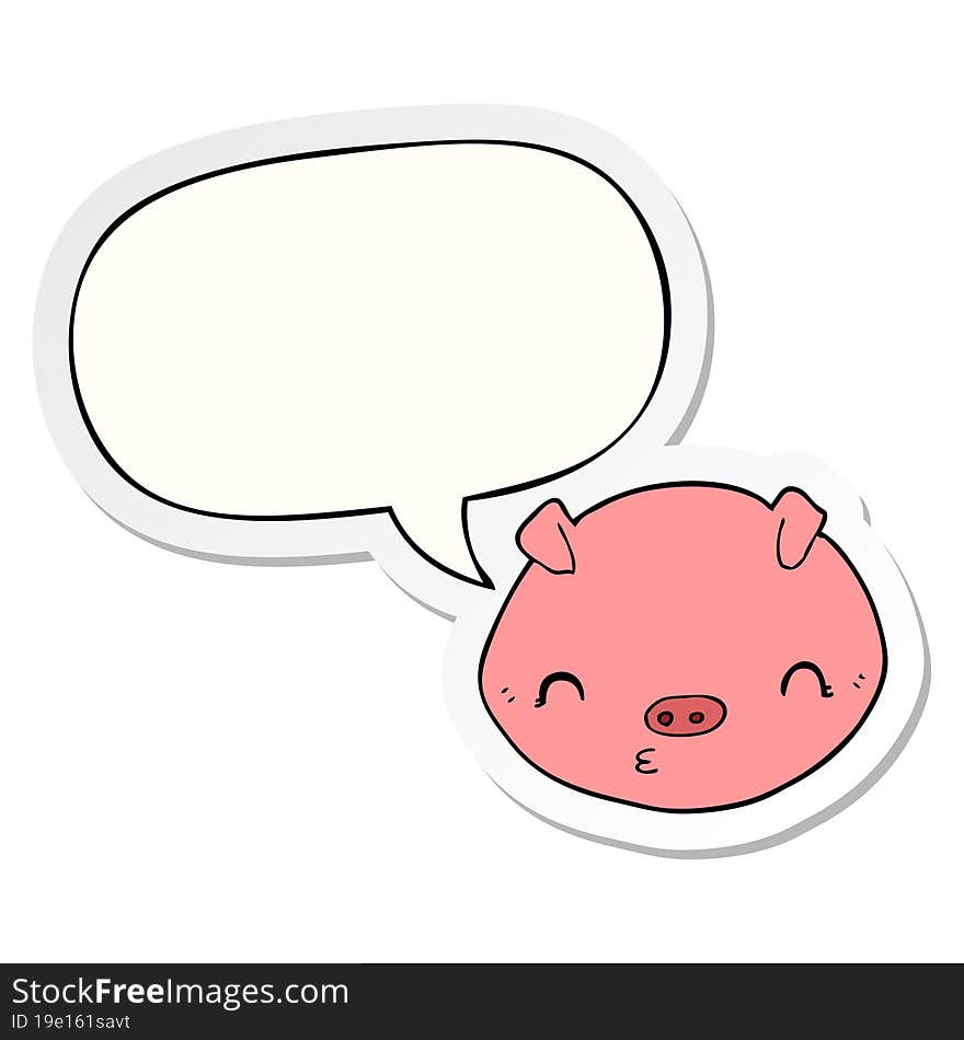 cartoon pig and speech bubble sticker