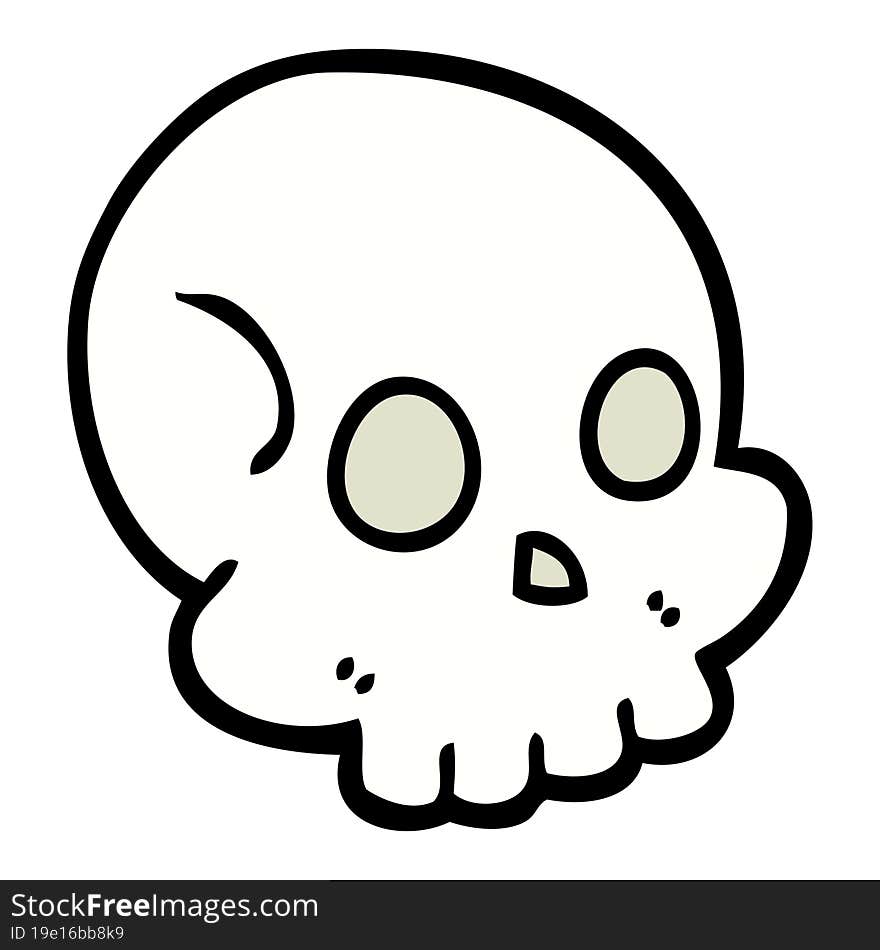 Hand Drawn Doodle Style Cartoon Skull