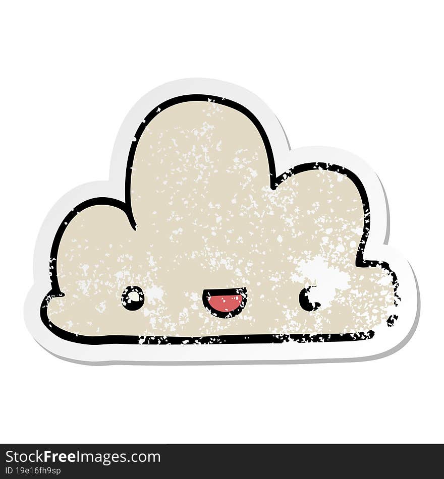 distressed sticker of a cartoon tiny happy cloud