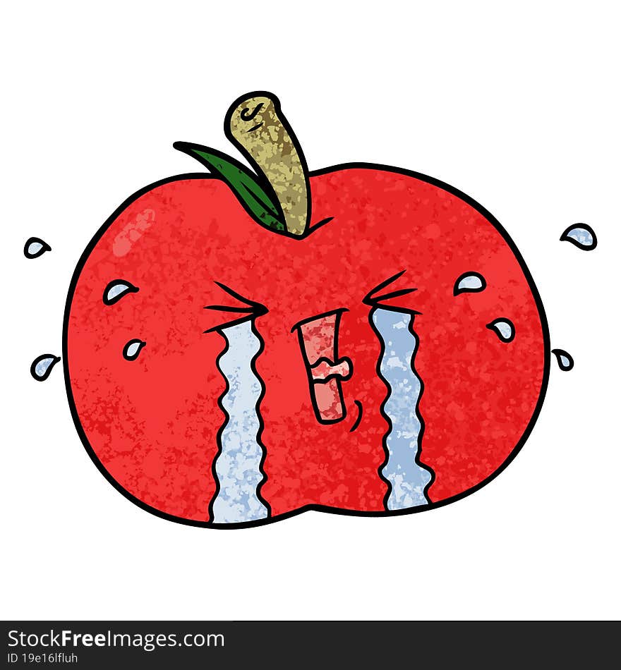 cartoon apple crying. cartoon apple crying