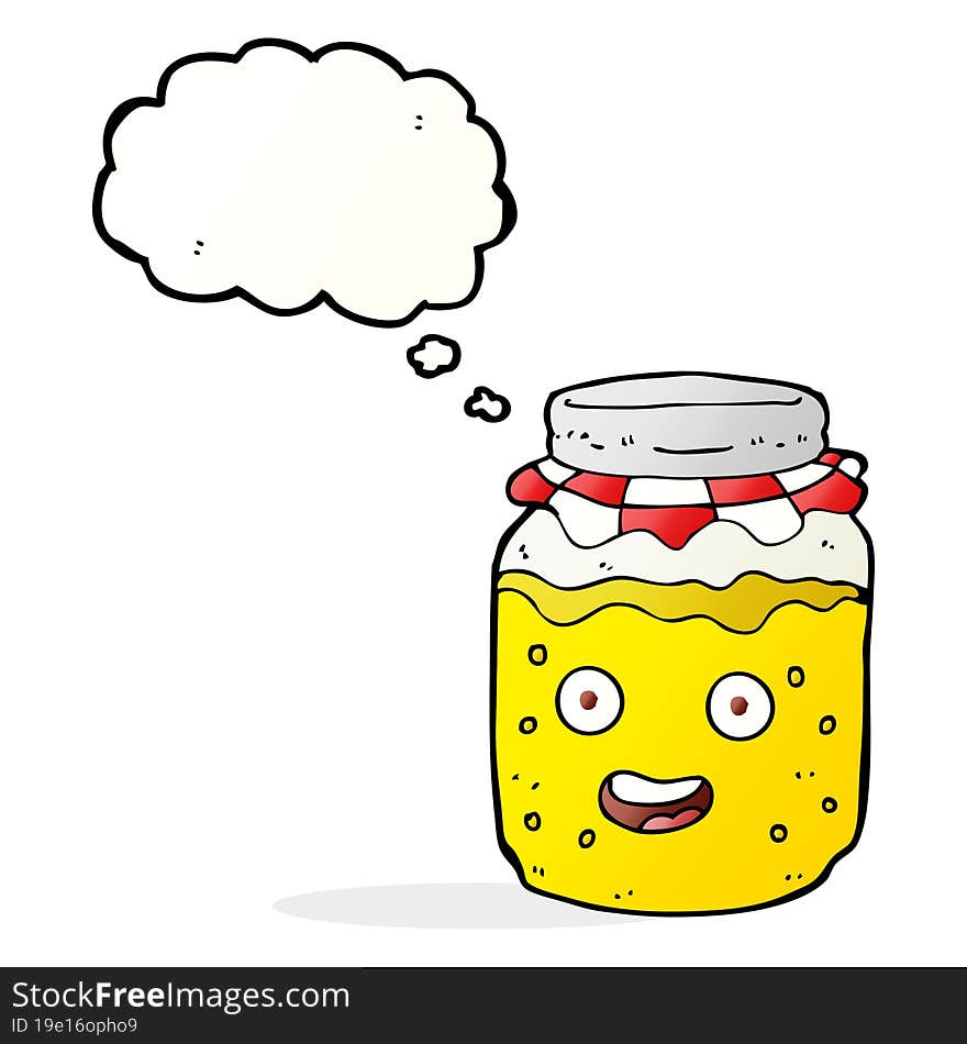 cartoon honey jar with thought bubble