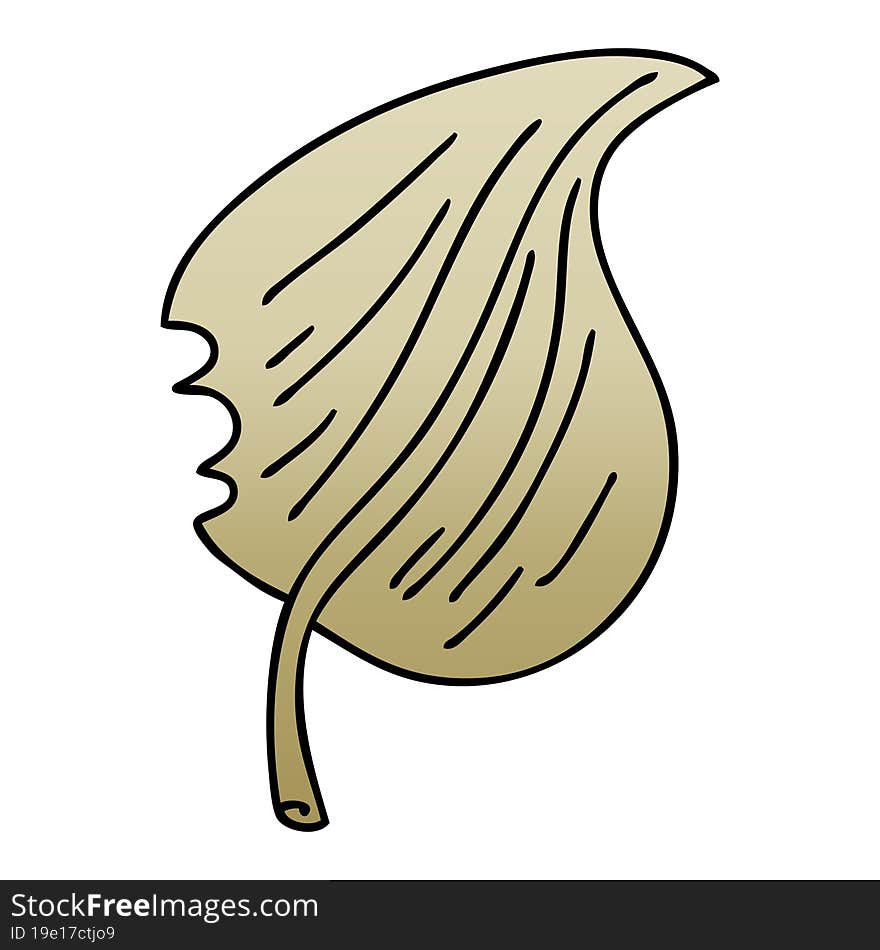 quirky gradient shaded cartoon munched leaf