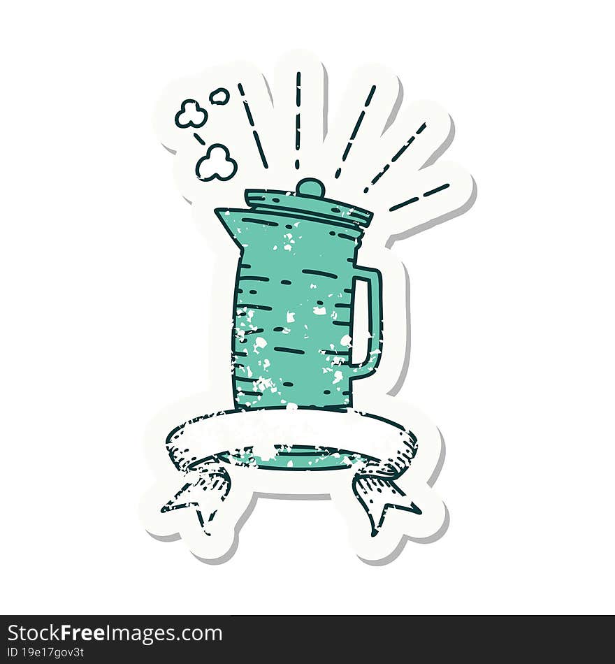 grunge sticker of tattoo style coffee jug