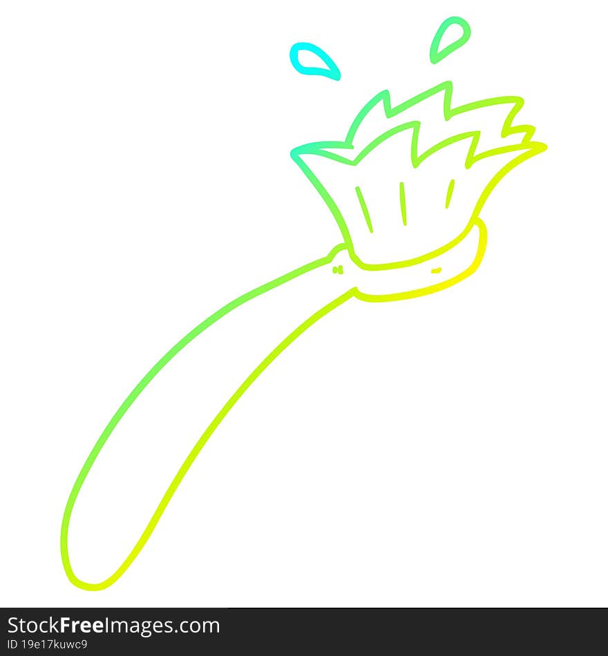 cold gradient line drawing cartoon tooth brush