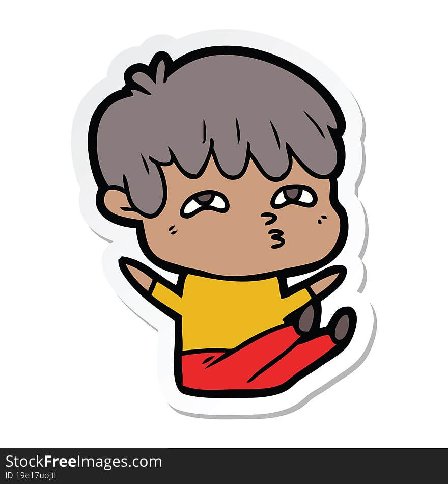 sticker of a cartoon curious man