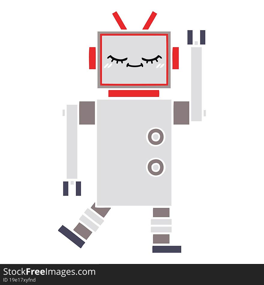 flat color retro cartoon of a robot