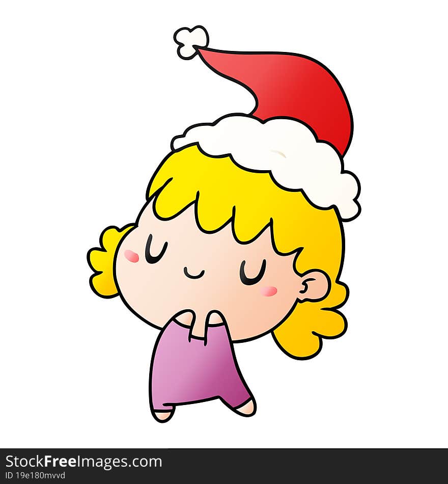 christmas gradient cartoon of kawaii girl