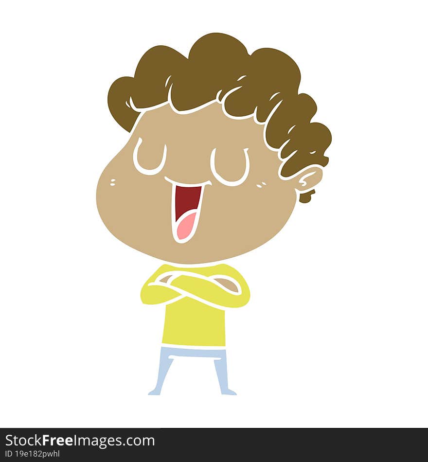 laughing flat color style cartoon man