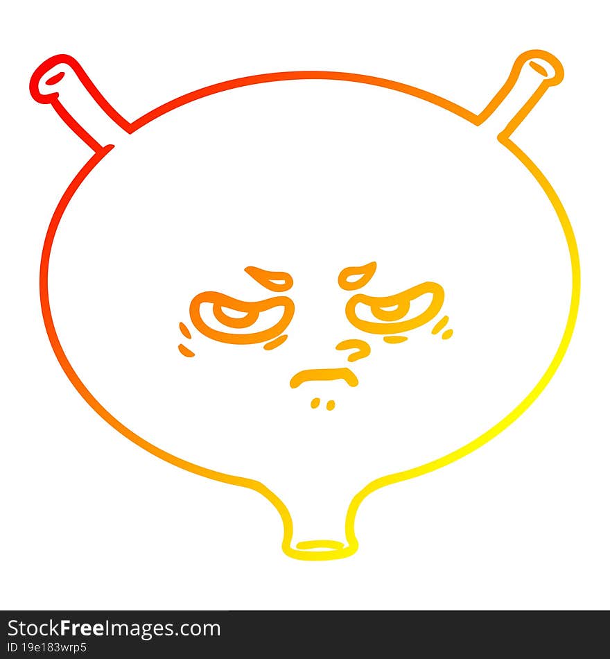 warm gradient line drawing cartoon angry bladder