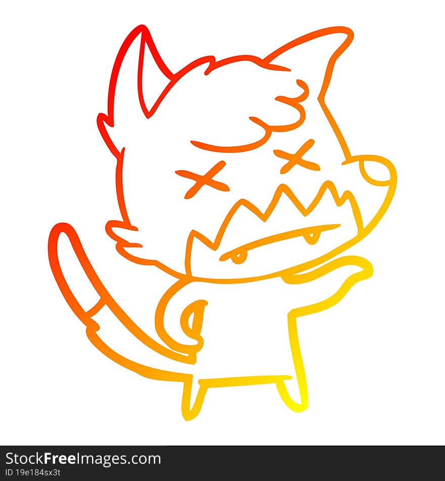 warm gradient line drawing cartoon dead fox