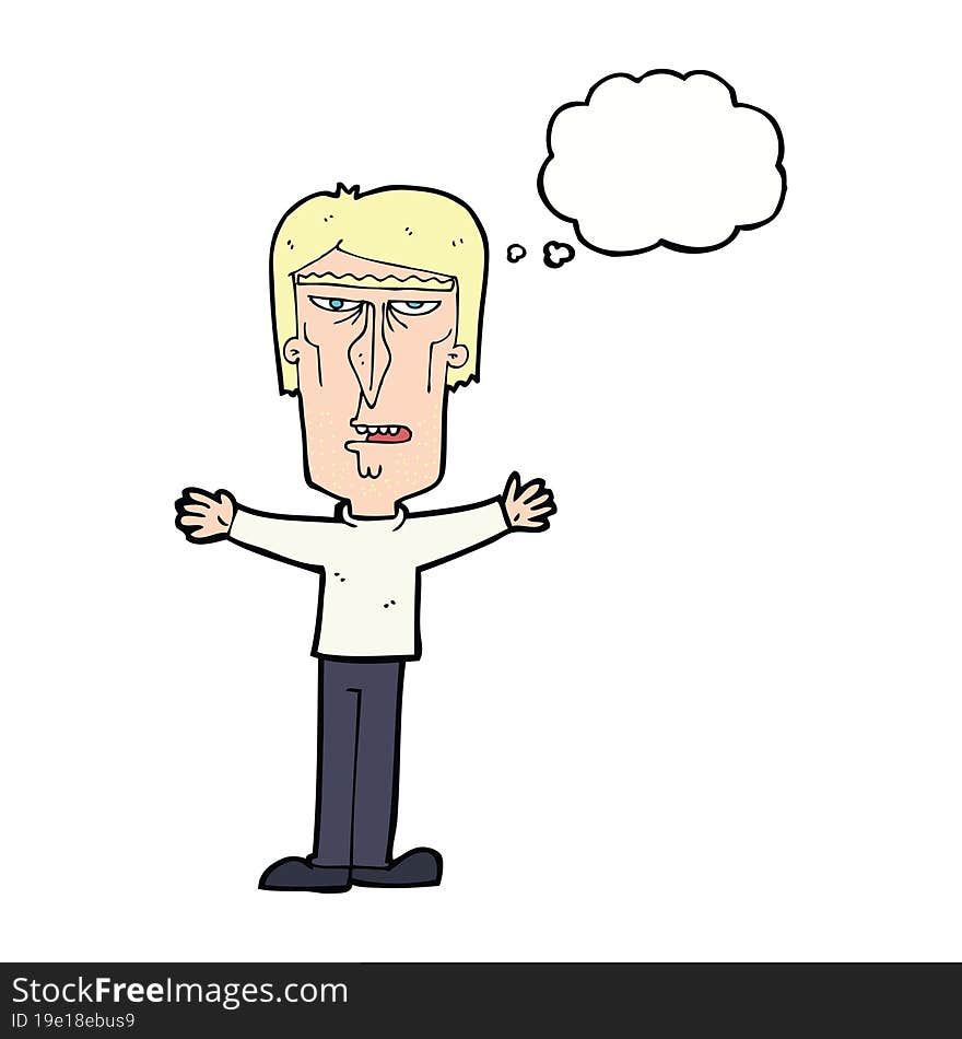 cartoon angry man with thought bubble