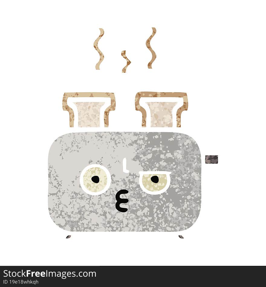 retro illustration style cartoon of a toaster