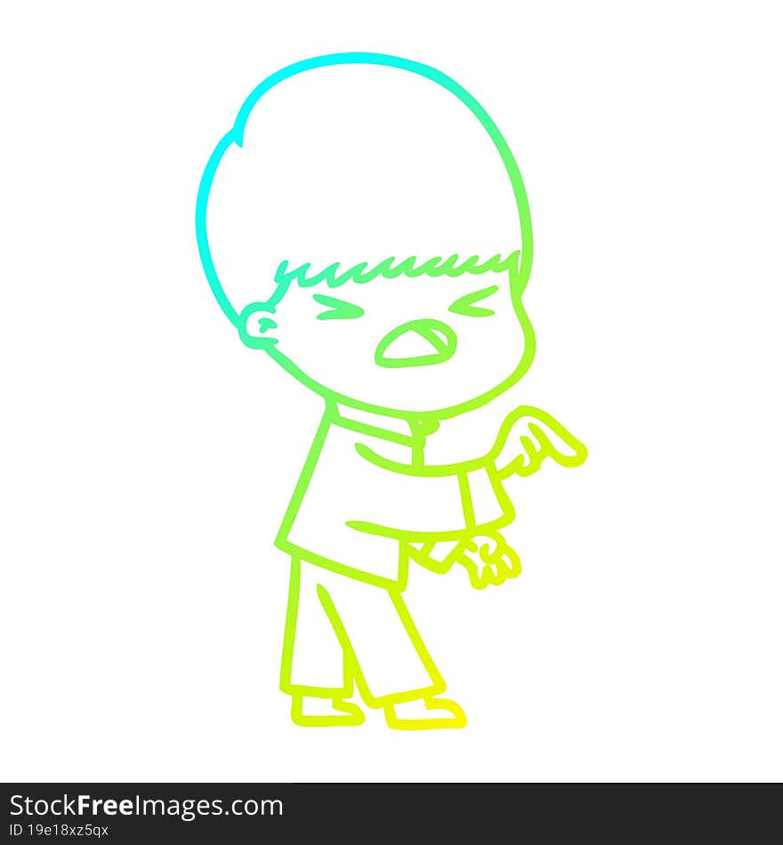 cold gradient line drawing cartoon stressed man