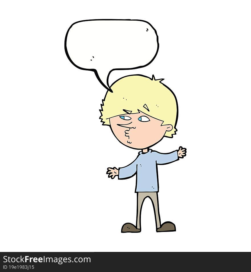 cartoon curious man with speech bubble