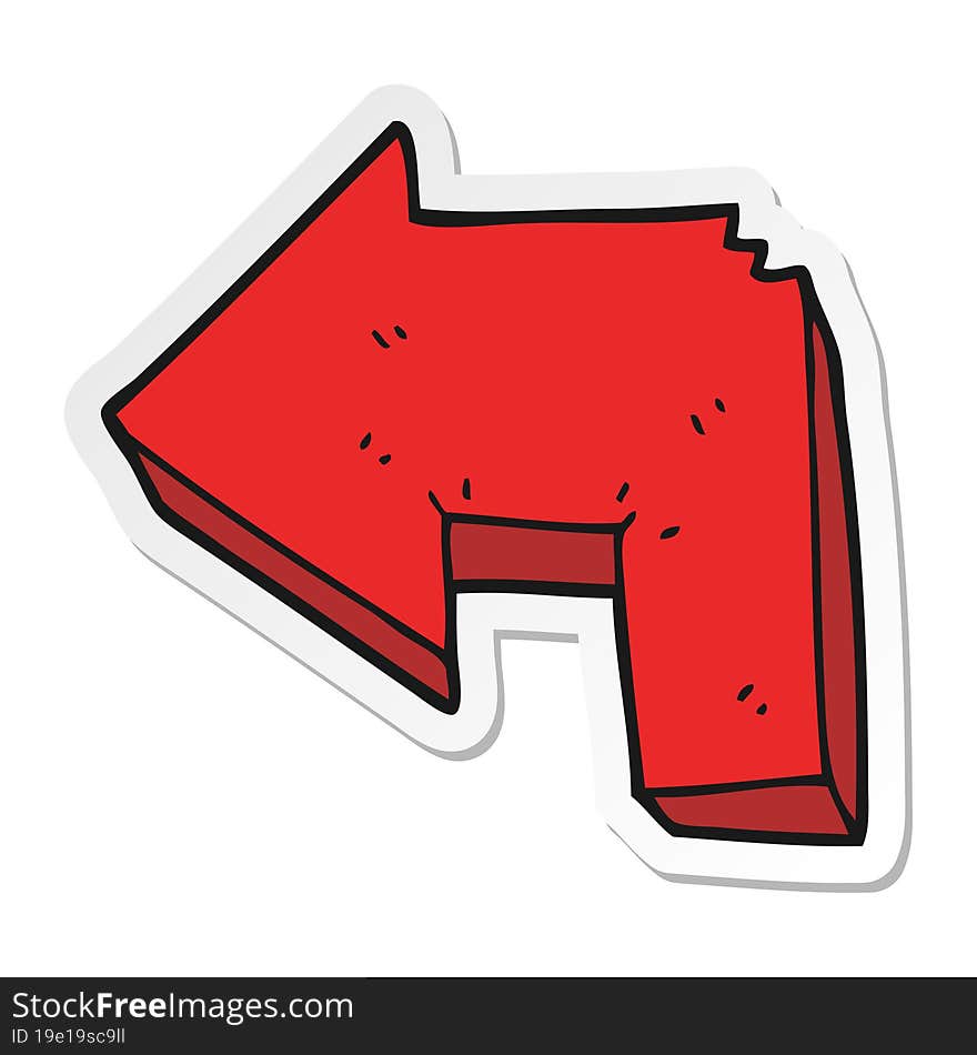 Sticker Of A Cartoon Direction Arrow