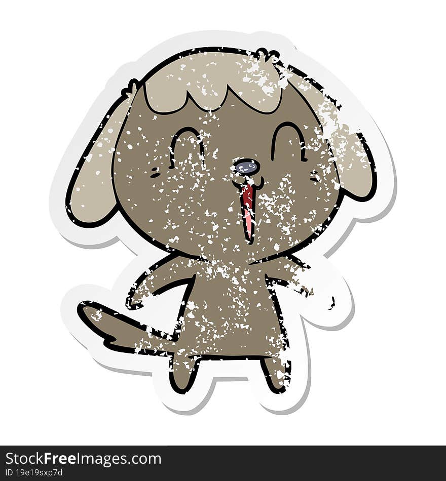 Distressed Sticker Of A Cute Cartoon Dog