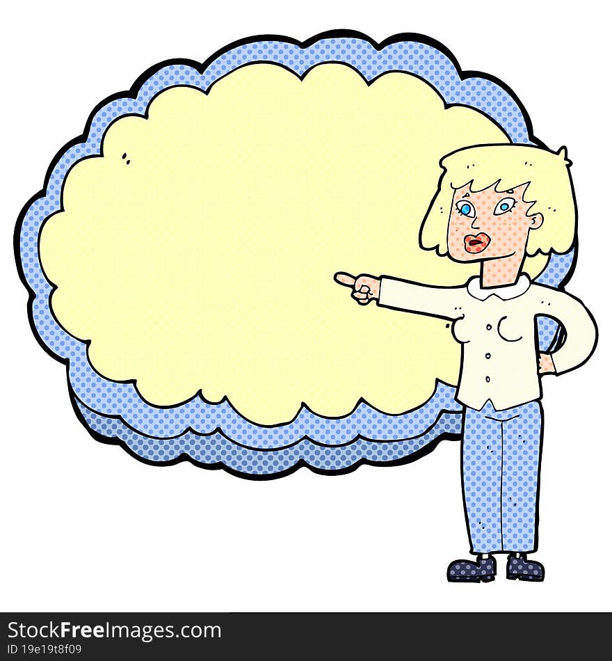 cartoon woman with text cloud space