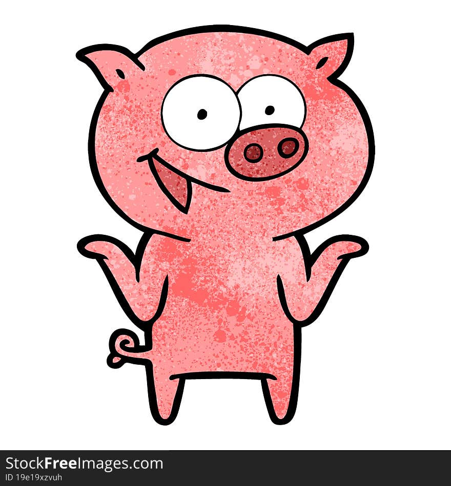 cartoon pig with no worries. cartoon pig with no worries