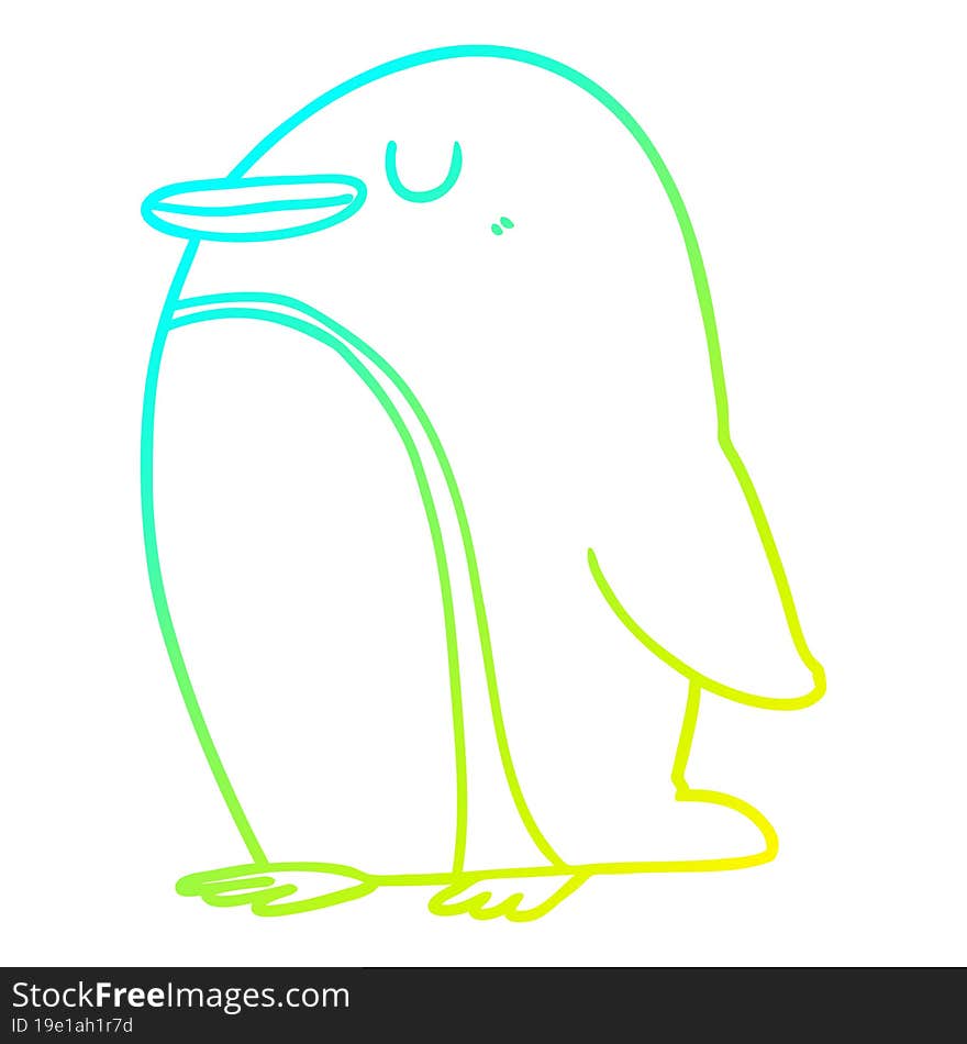 cold gradient line drawing cartoon penguin