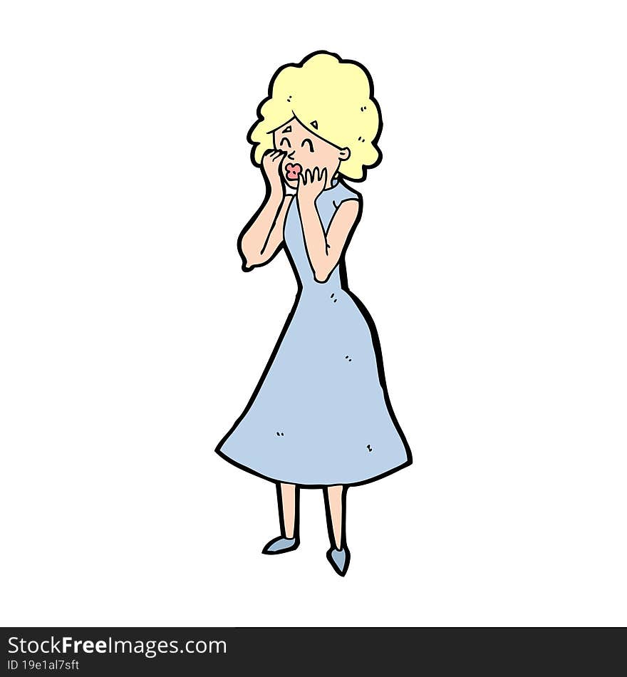 cartoon worried woman