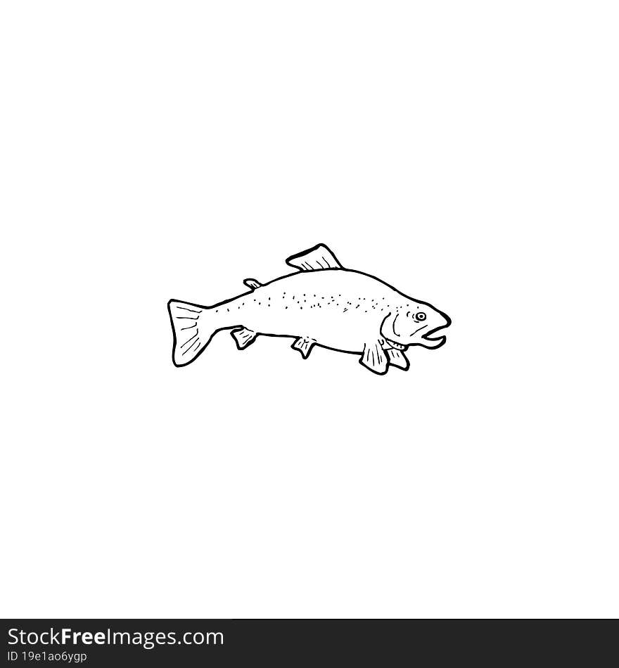 cartoon black and white fish drawing