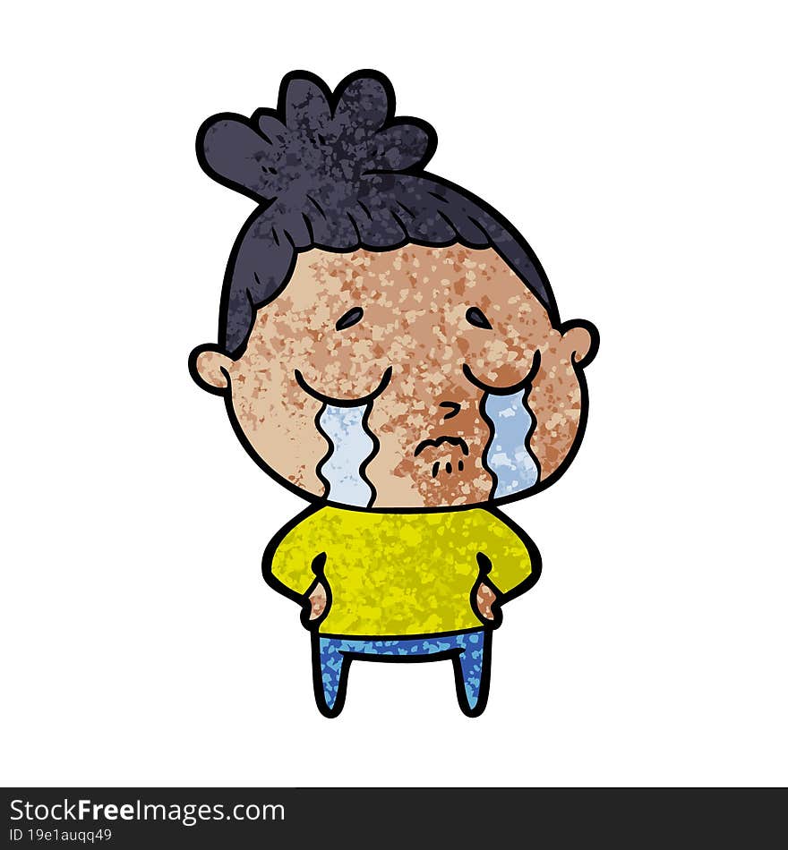 cartoon crying woman. cartoon crying woman