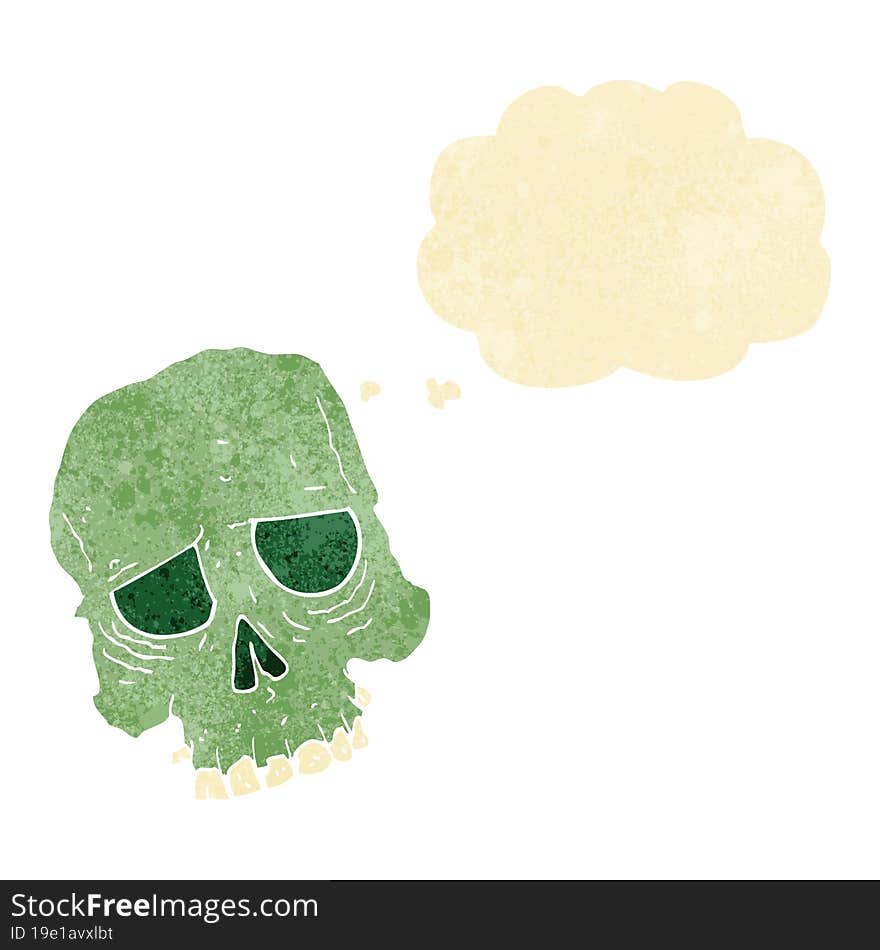 Cartoon Spooky Skull With Thought Bubble